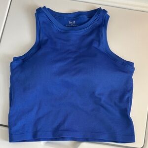 Pro Fit seamless Blue Ribbed Tank Top with built in bra